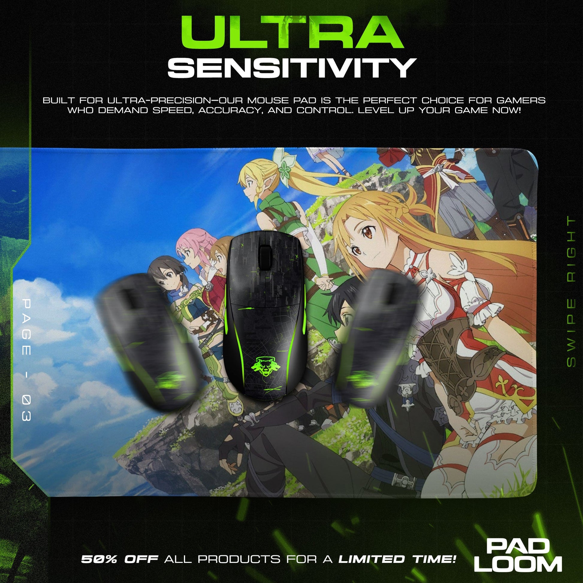 Sword Art Online Mouse Pad - Skybound Heroes Anime Desk Mat Padloom