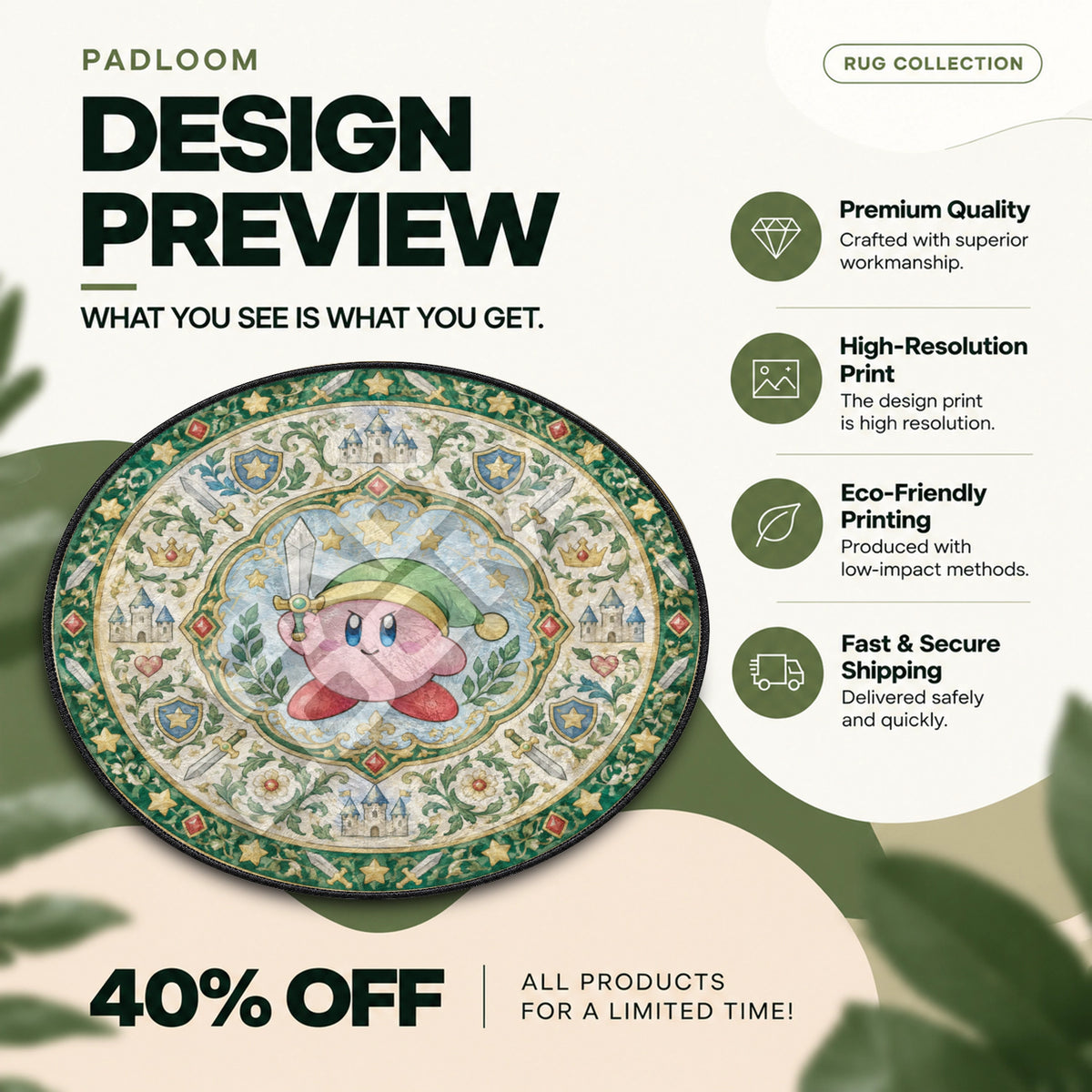Sword Kirby Round Rug - Kirby Chair Mat