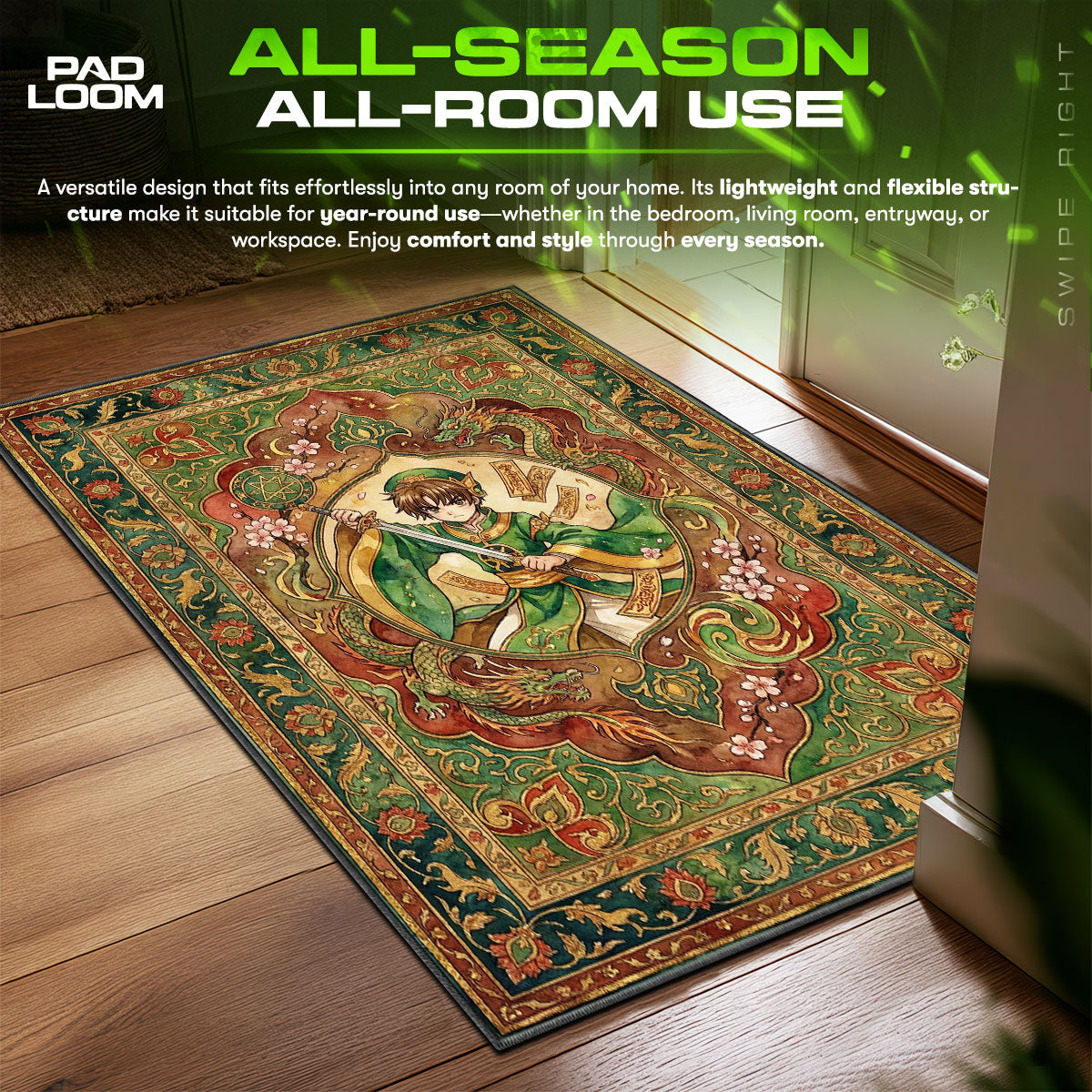 Syaoran Dragon Warrior Cardcaptor Sakura Chair fan rug — premium quality print
