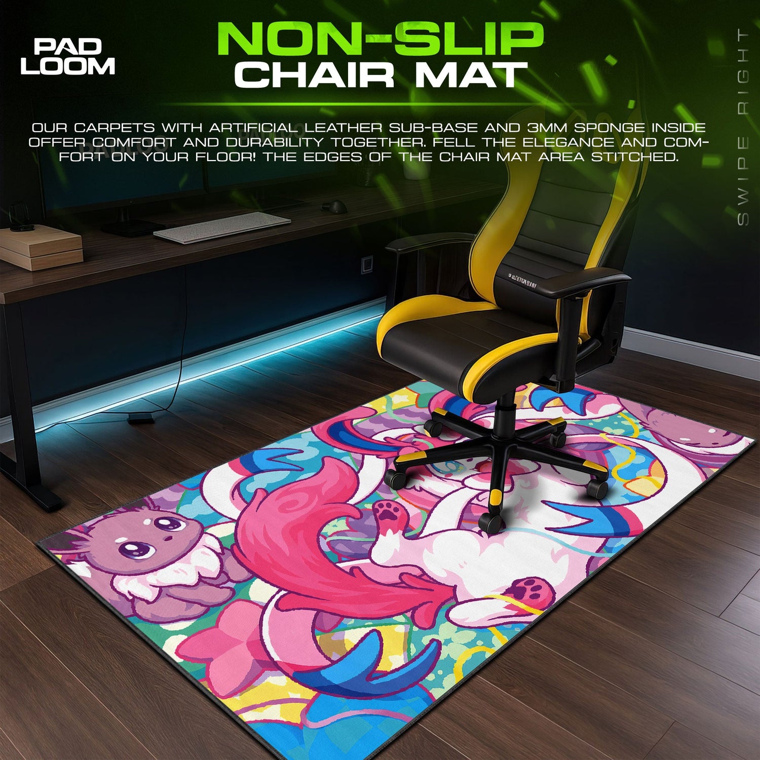 Sylveon Candy Pop Mouse Pad, Pokémon Fairy Gaming Desk Mat Padloom