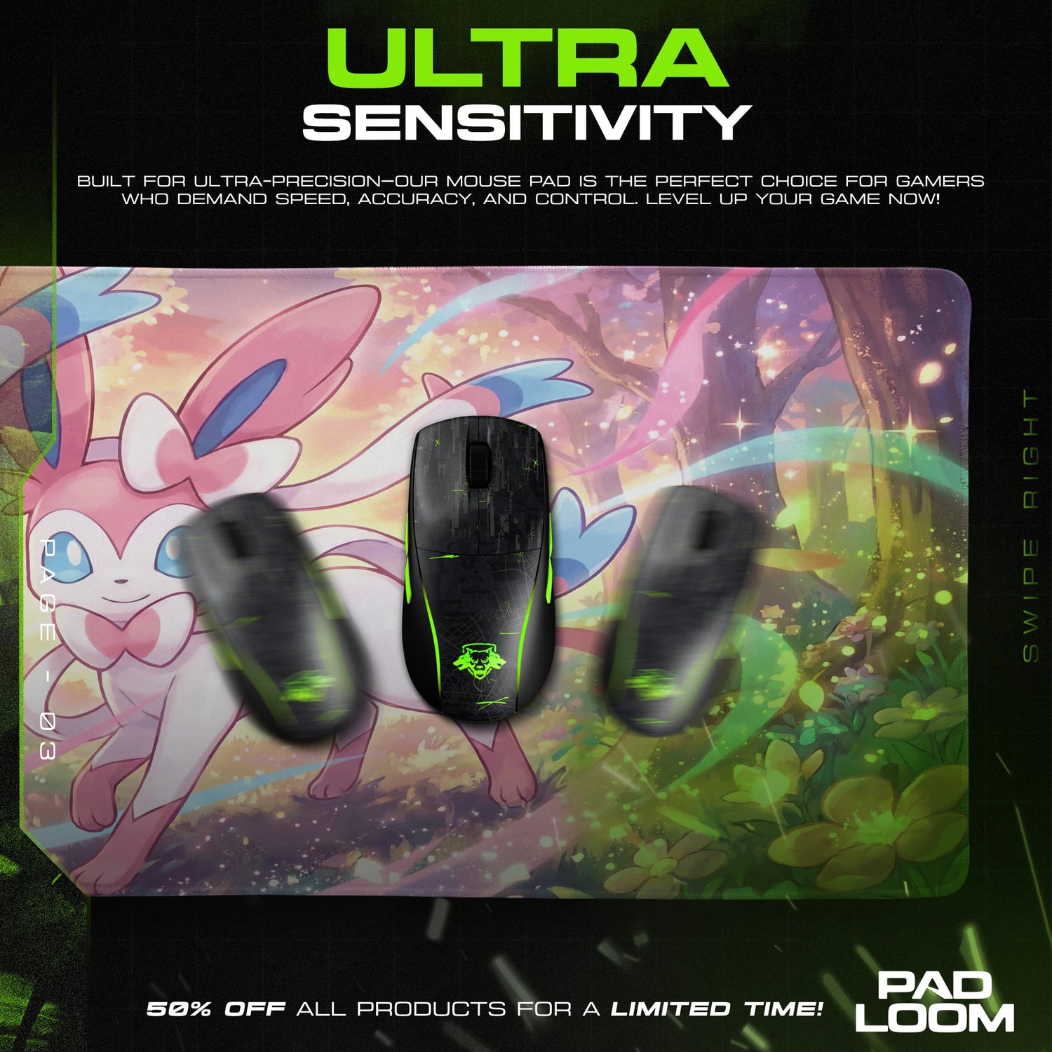 Sylveon Fairy Glade Mouse Pad - Pokémon Desk Mat