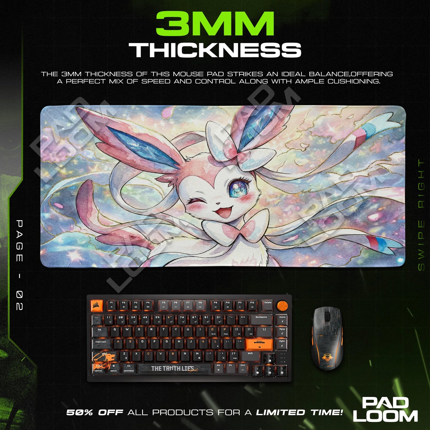 Sylveon Pastel Sparkle Mouse Pad - Pokemon Desk Mat