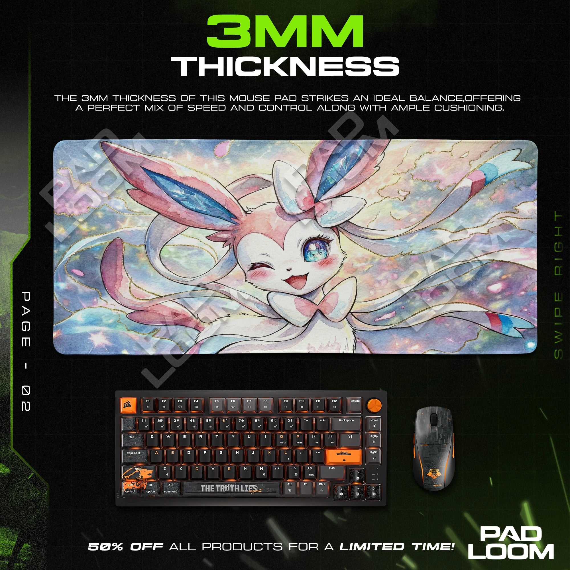 Sylveon Pastel Sparkle Mouse Pad - Pokemon Desk Mat
