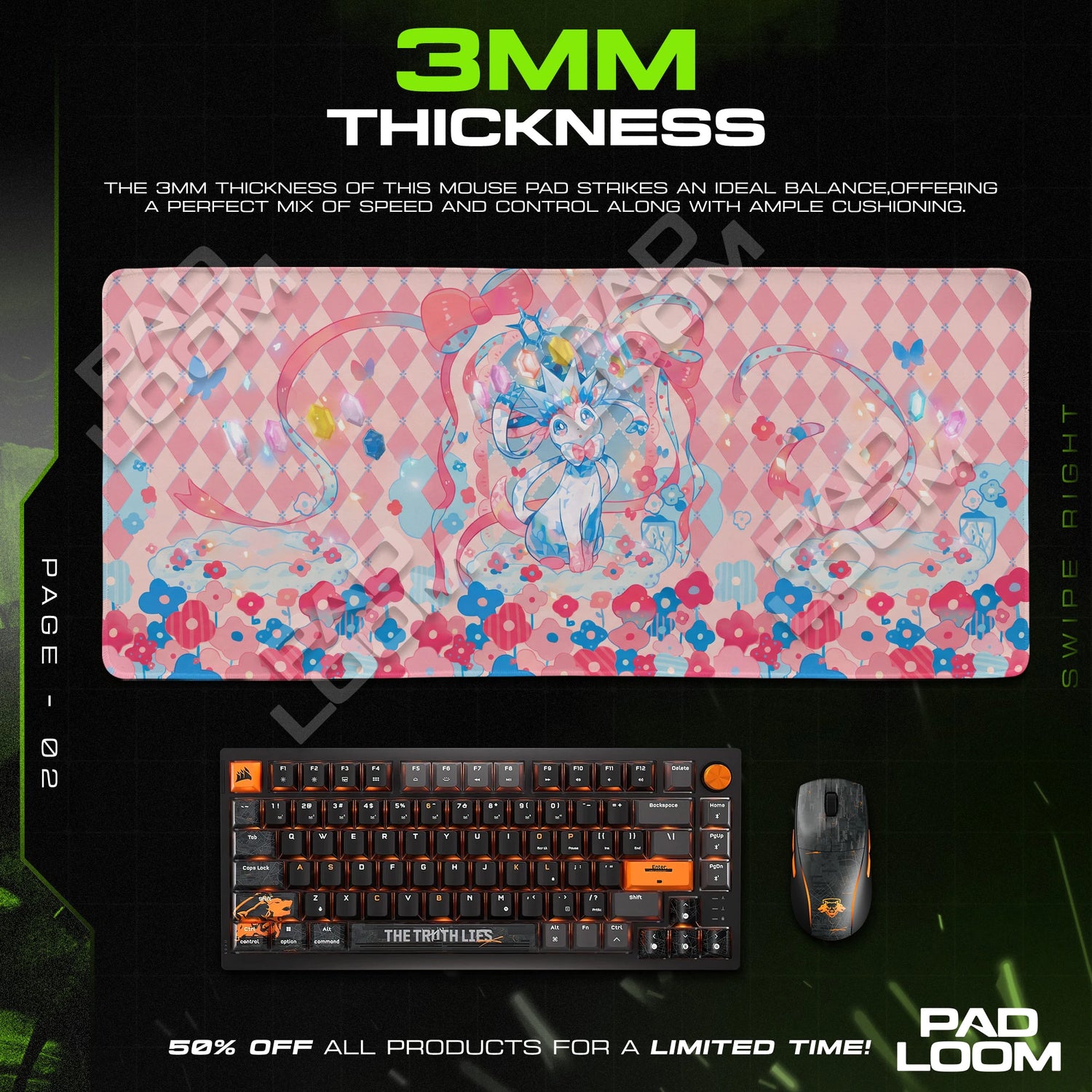 Sylveon Ribbon Bloom Mouse Pad - Pokemon Desk Mat