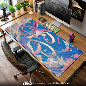 Sylveon Sky Ribbon Mouse Pad, Pokémon Fairy Type Gaming Desk Mat