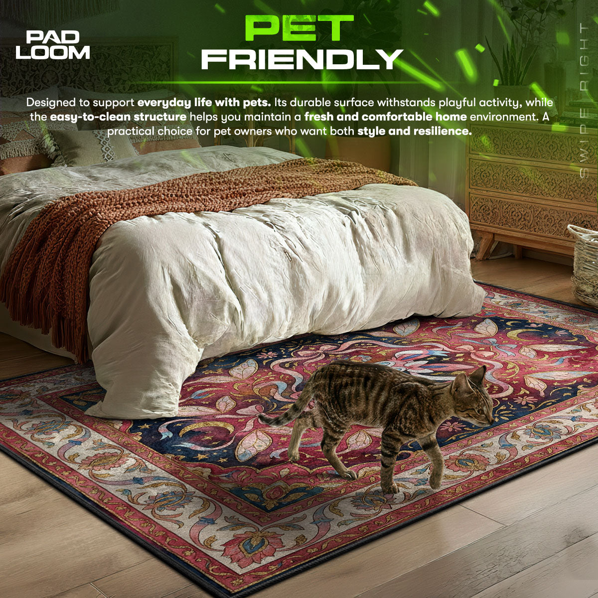 Chair character design printed on rug