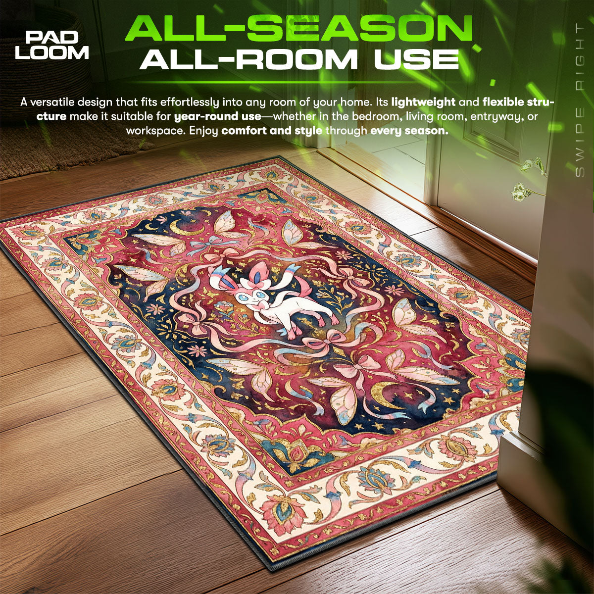 Sylveon area rug showing full Vintage artwork