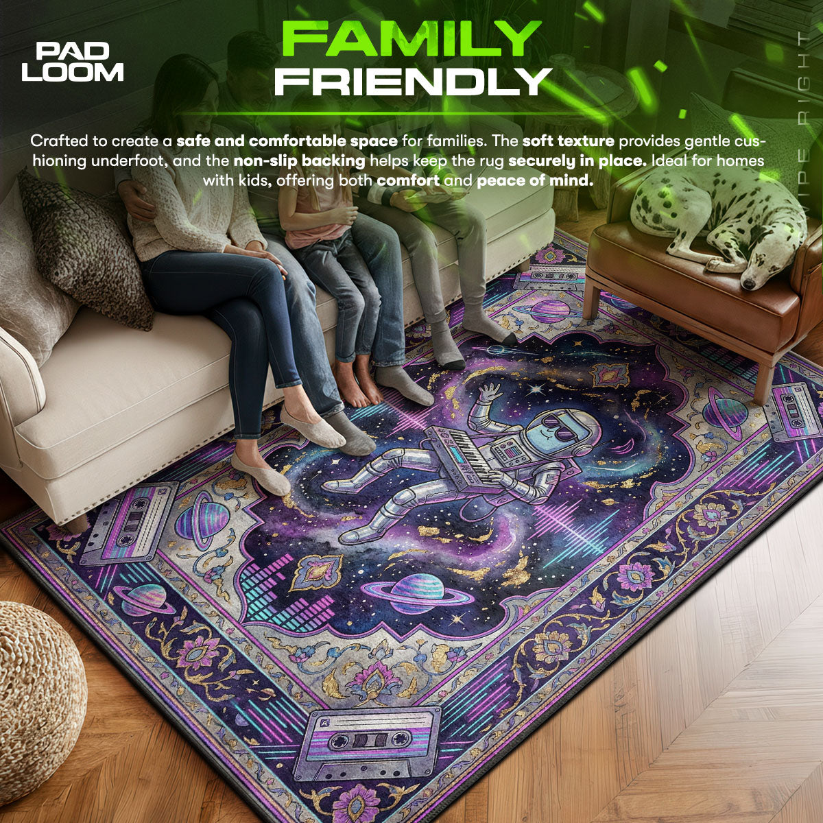 Area character design printed on rug