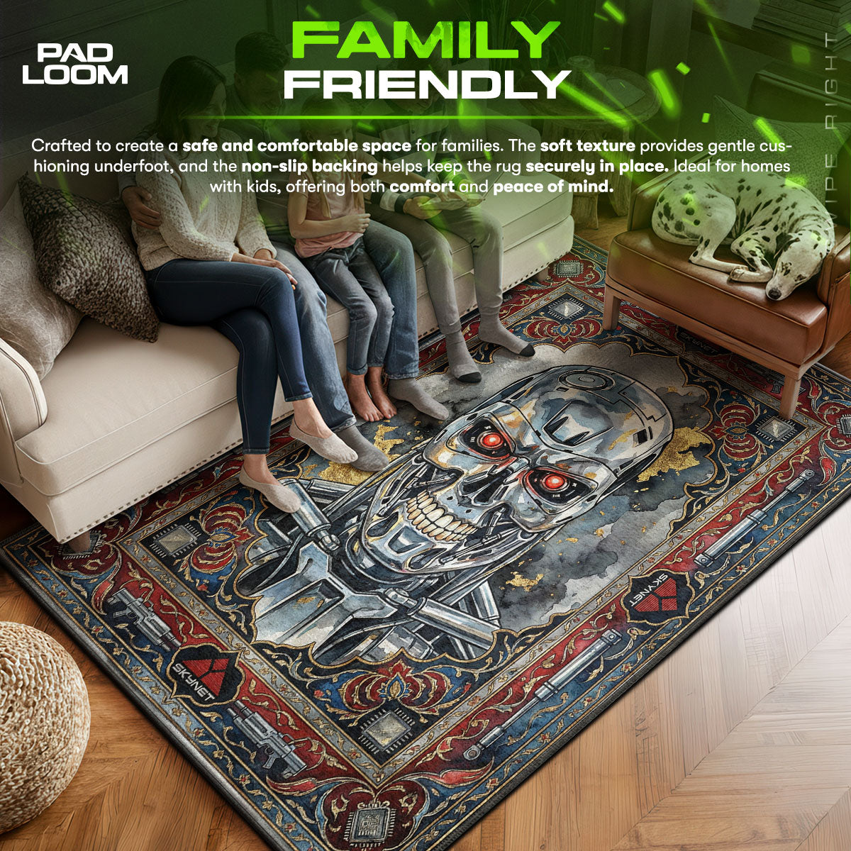 T area rug showing full home decor artwork