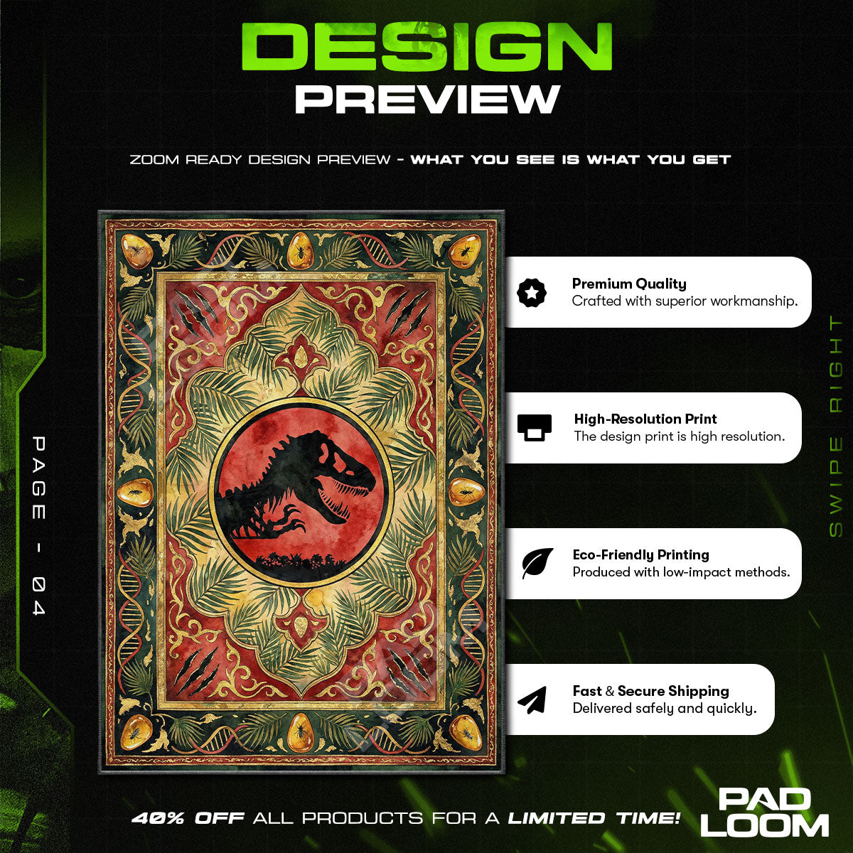 Room character design printed on rug