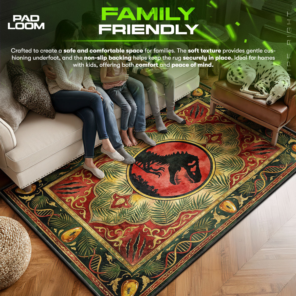 T area rug showing full home decor artwork