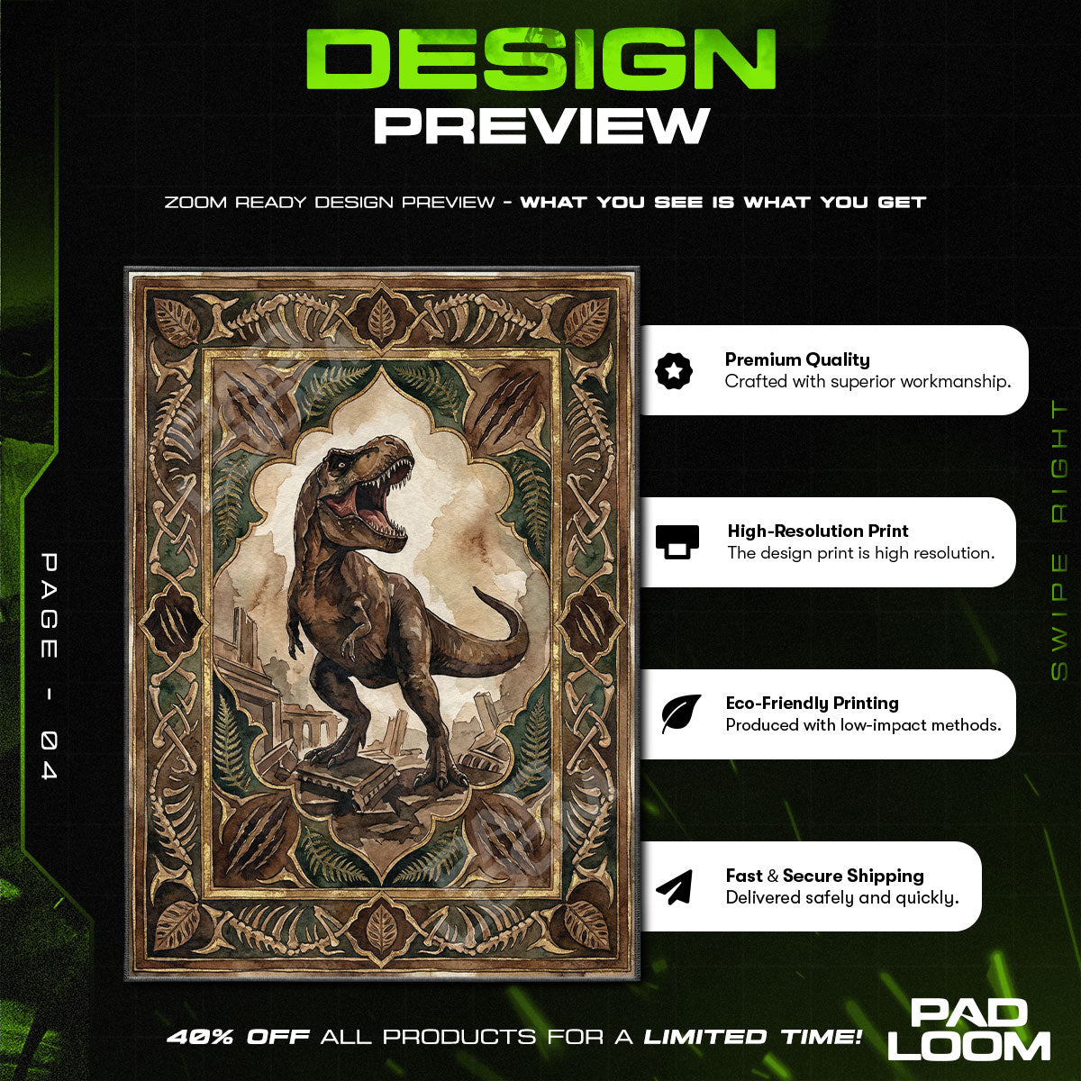Room character design printed on rug