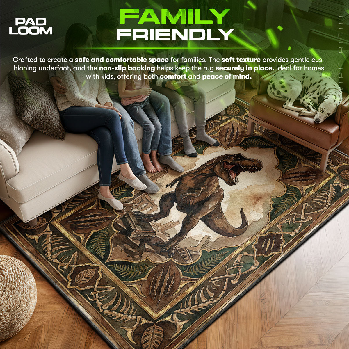 T area rug showing full home decor artwork
