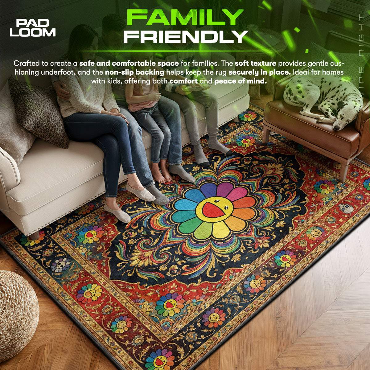 Murakami Flower Persian Hype Floor fan rug — premium quality print