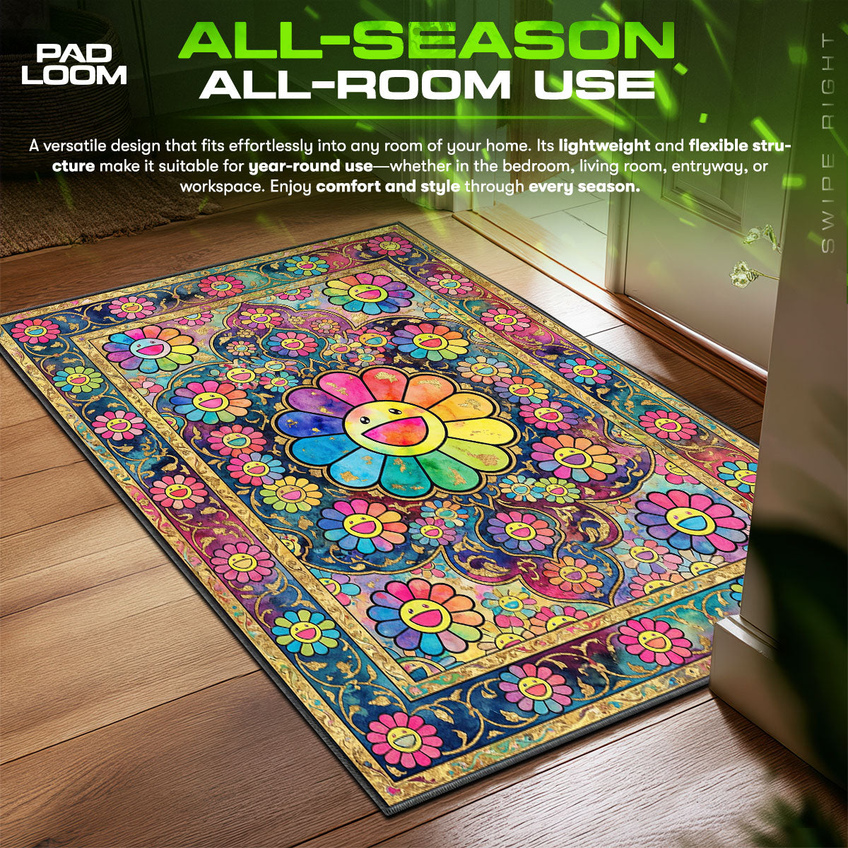 Takashi Murakami Persian Streetwear Floor fan rug — premium quality print