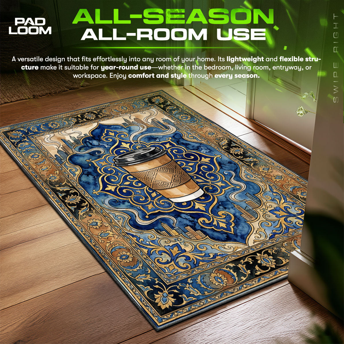 Detailed close-up of Takeaway rug pattern