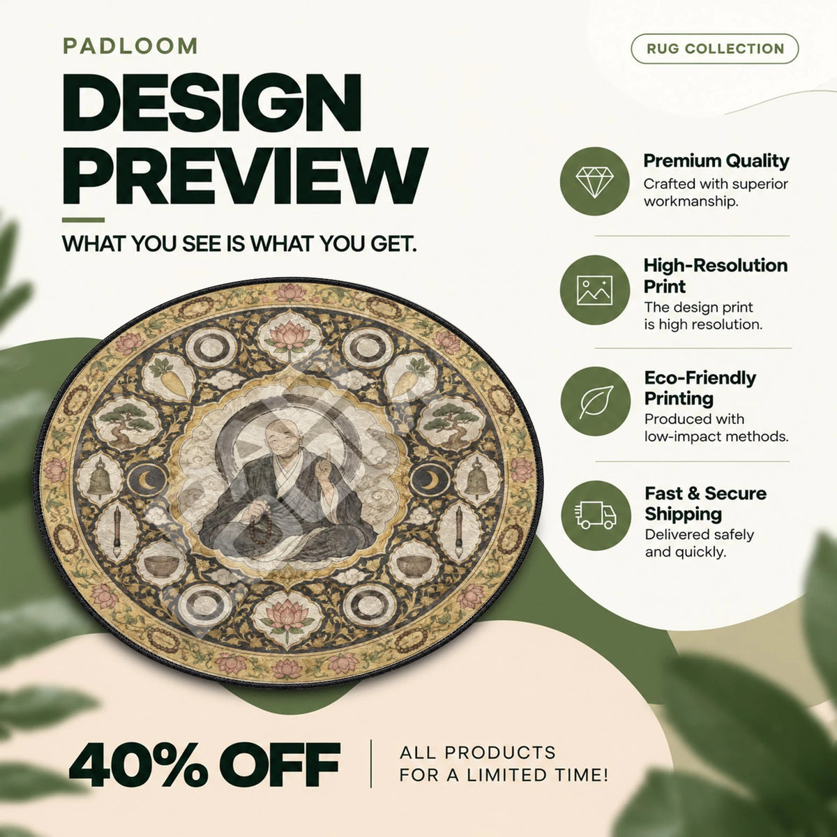 Takuan Teaching Vagabond round rug full design preview