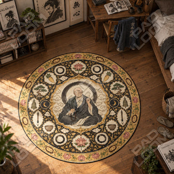 Takuan Teaching Vagabond round rug on a bedroom floor - Vagabond chair mat