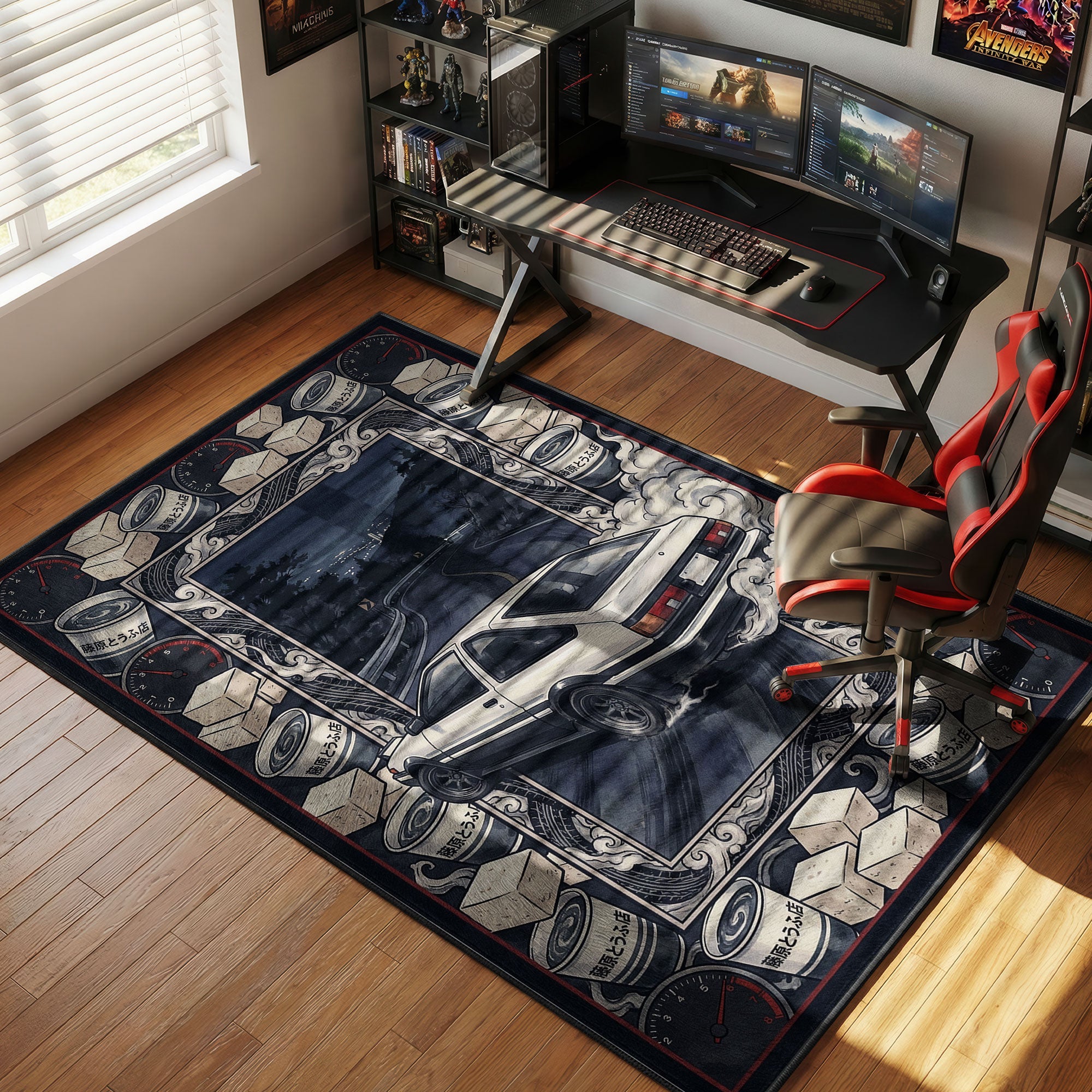Takumi AE86 Tofu Drift Rug - Initial D Chair Mat | Padloom