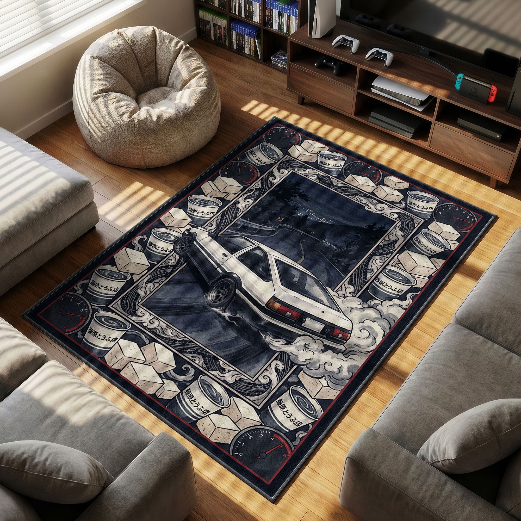 【D1様用】JUMALHAMARA / Resitaali Takumi AE86 Tofu Drift Rug - Initial D Chair Mat | Padloom