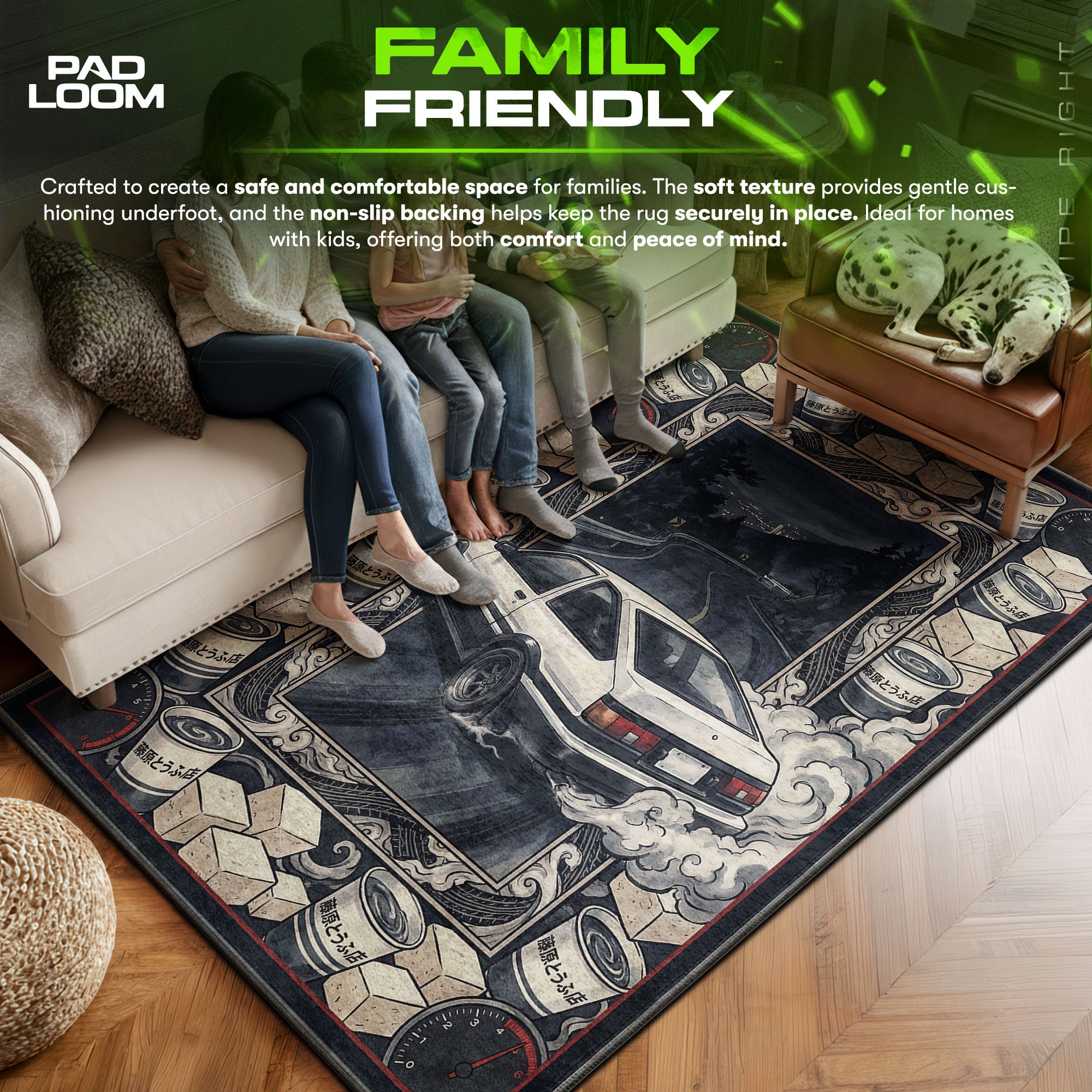 Takumi AE86 Tofu Drift Rug - Initial D Chair Mat | Padloom
