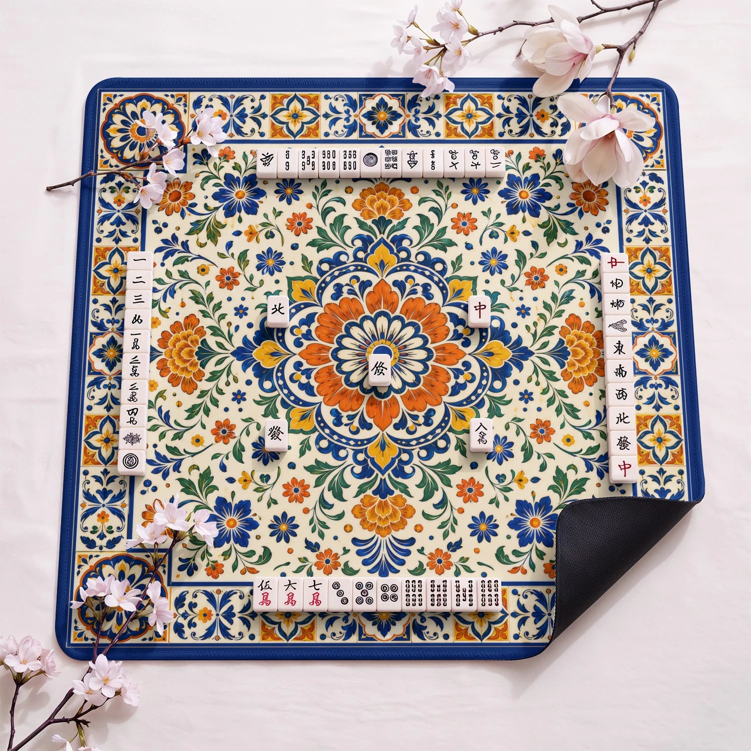 Talavera Tile Mahjong Mat - Mah Jongg Table Mat
