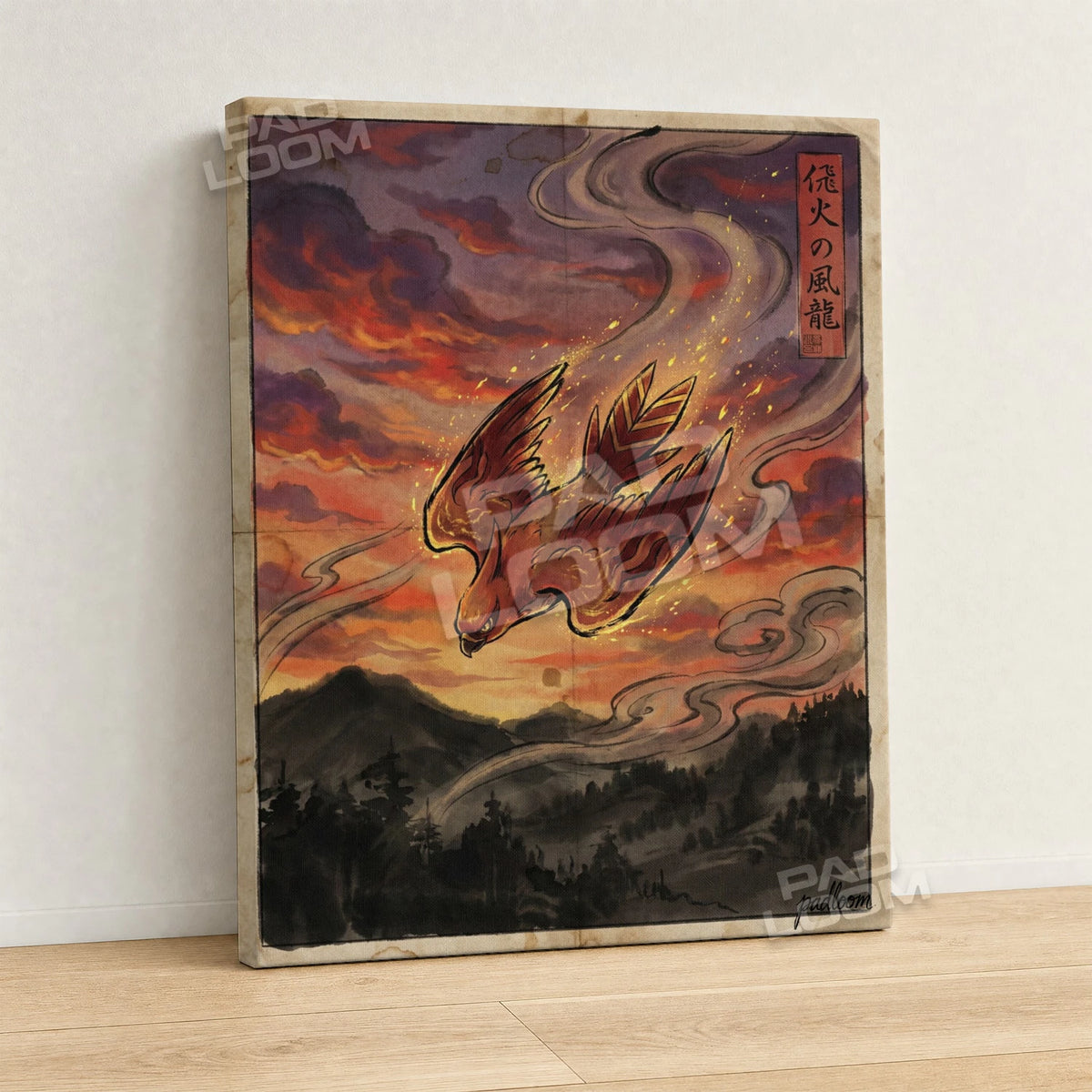 Talonflame Diving Pokemon canvas wall art - gallery-wrapped canvas print, side view