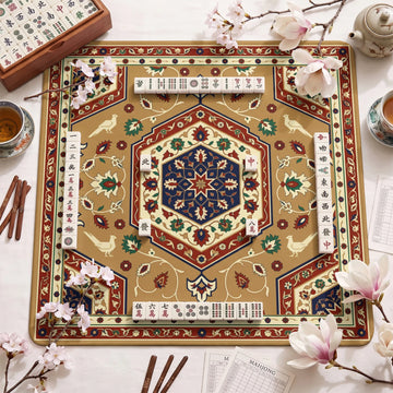 Tan Persian Medallion Mahjong Mat - Mah Jongg Mat