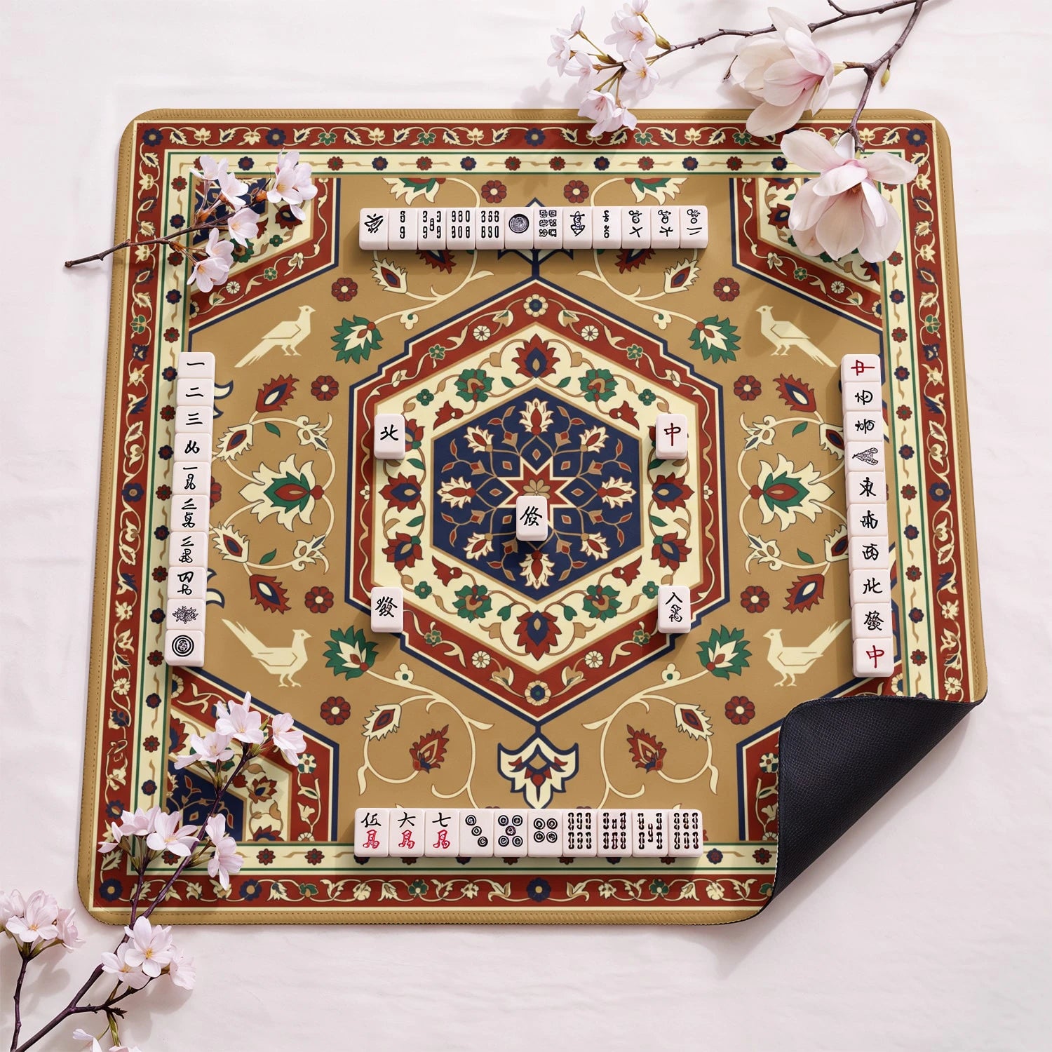 Tan Persian Medallion Mahjong Mat - Mah Jongg Mat