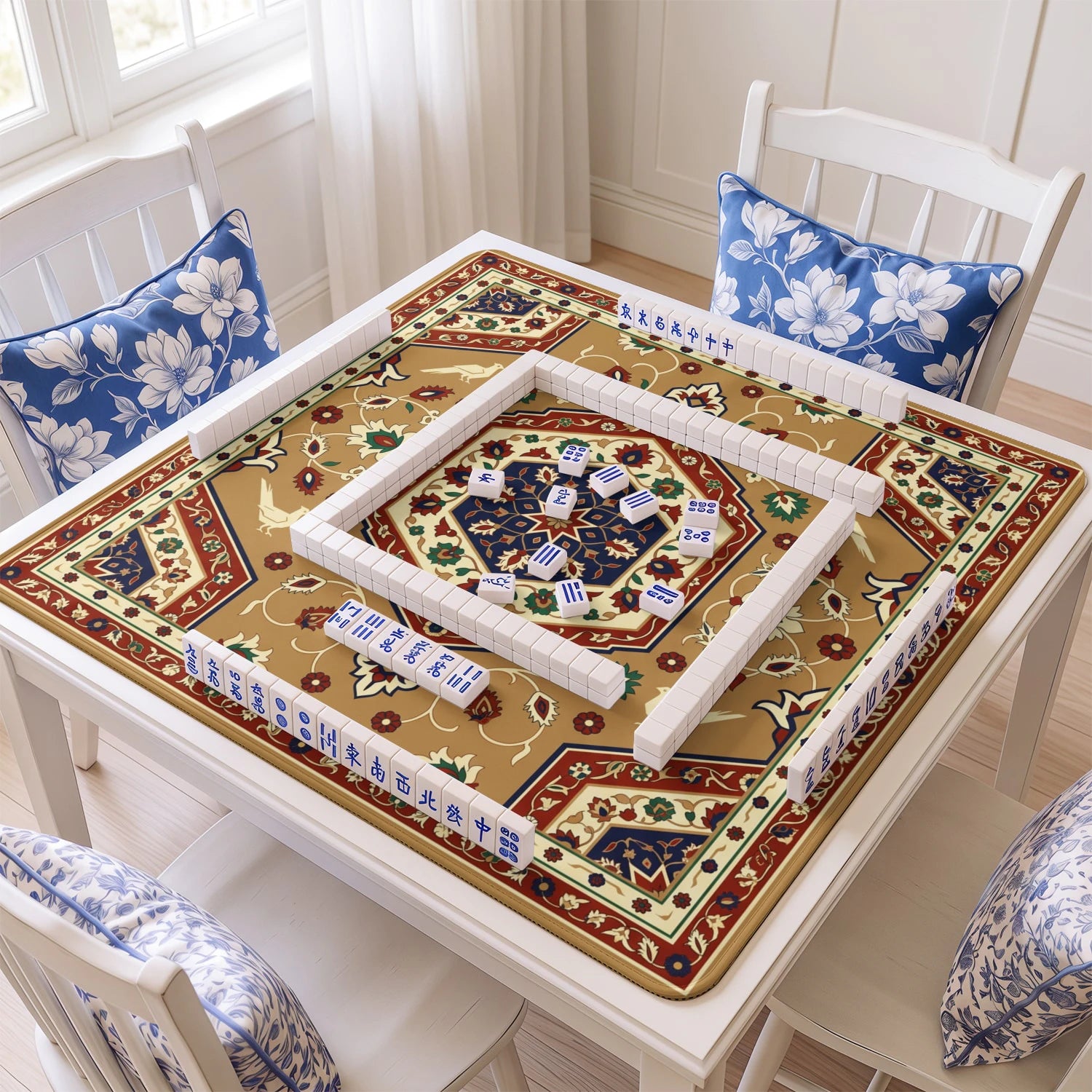 Tan Persian Medallion Mahjong Mat - Mah Jongg Mat