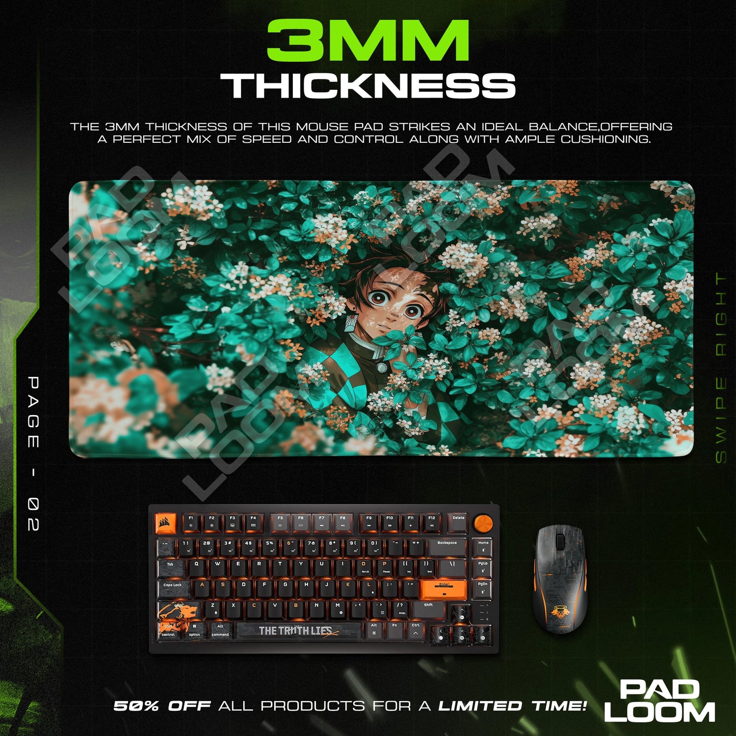 Tanjiro Blossom Hush Mouse Pad - Demon Slayer Desk Mat