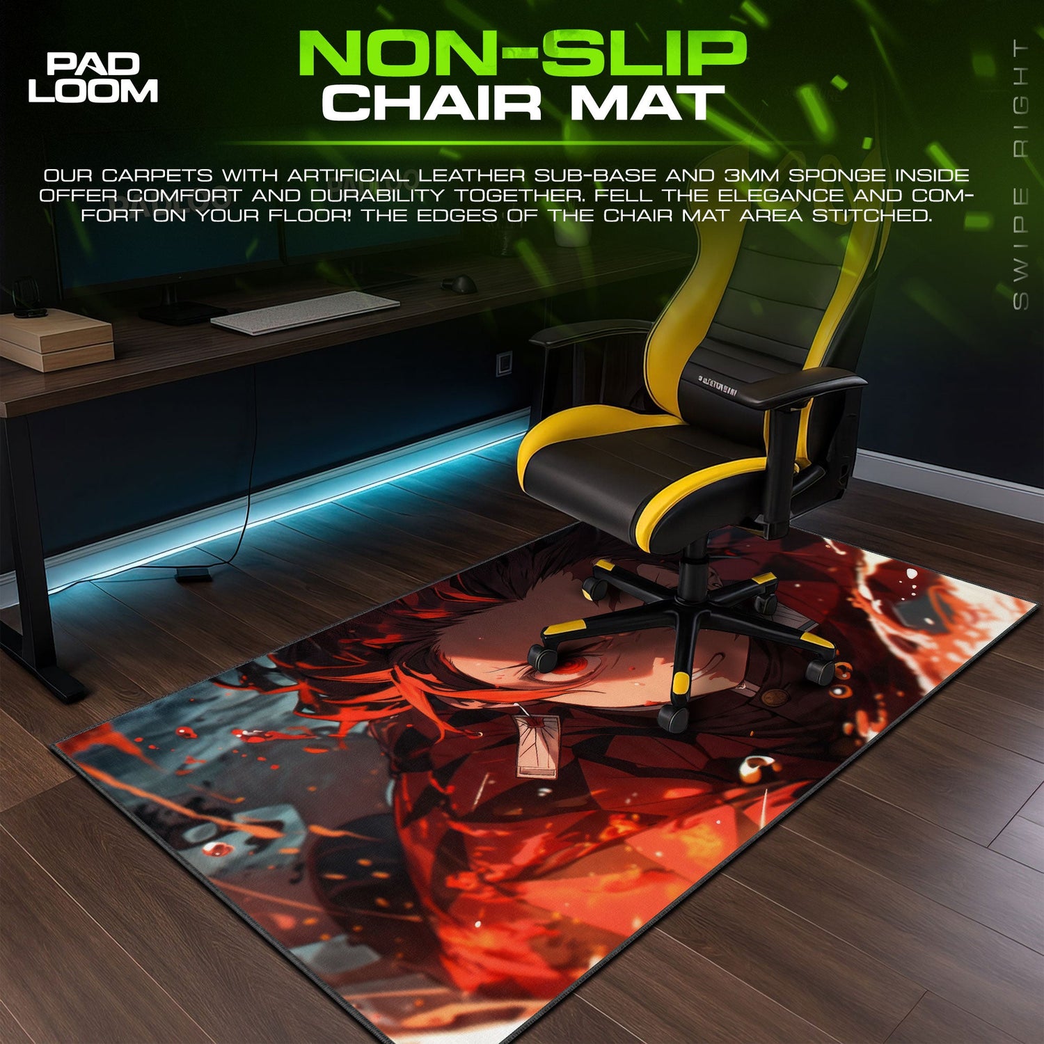 Tanjiro Flame Focus Mouse Pad, Demon Slayer Anime Desk Mat Padloom