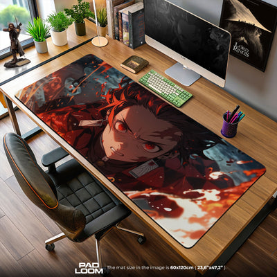 Tanjiro Flame Focus Mouse Pad, Demon Slayer Anime Desk Mat