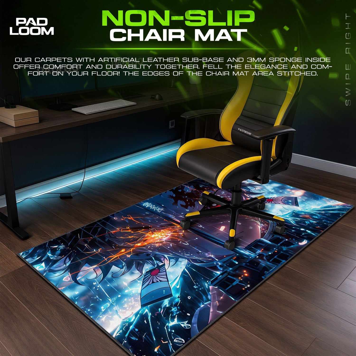 Tanjiro Kamado Blade Clash Mouse Pad, Demon Slayer Gaming Desk Mat Padloom
