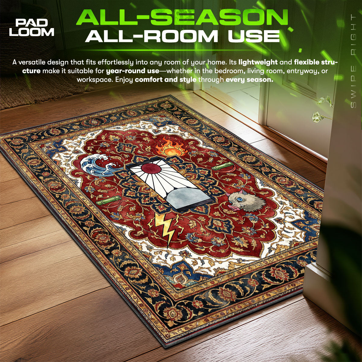 Tanjiro Kamado Breathing Styles Rug - Demon Slayer Chair Mat