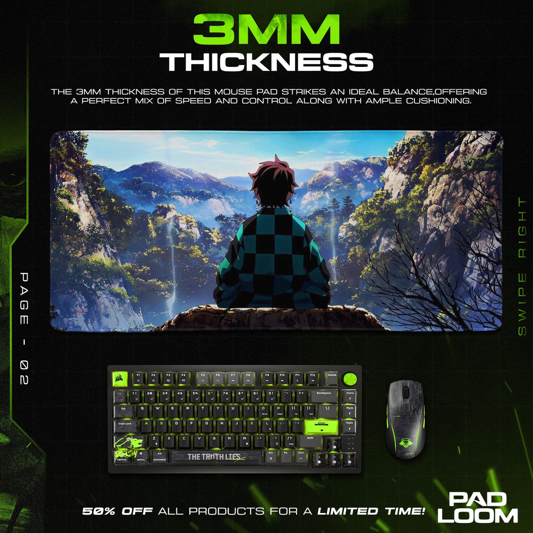 Tanjiro Kamado Mouse Pad - Mountain Serenity Anime Desk Mat Padloom