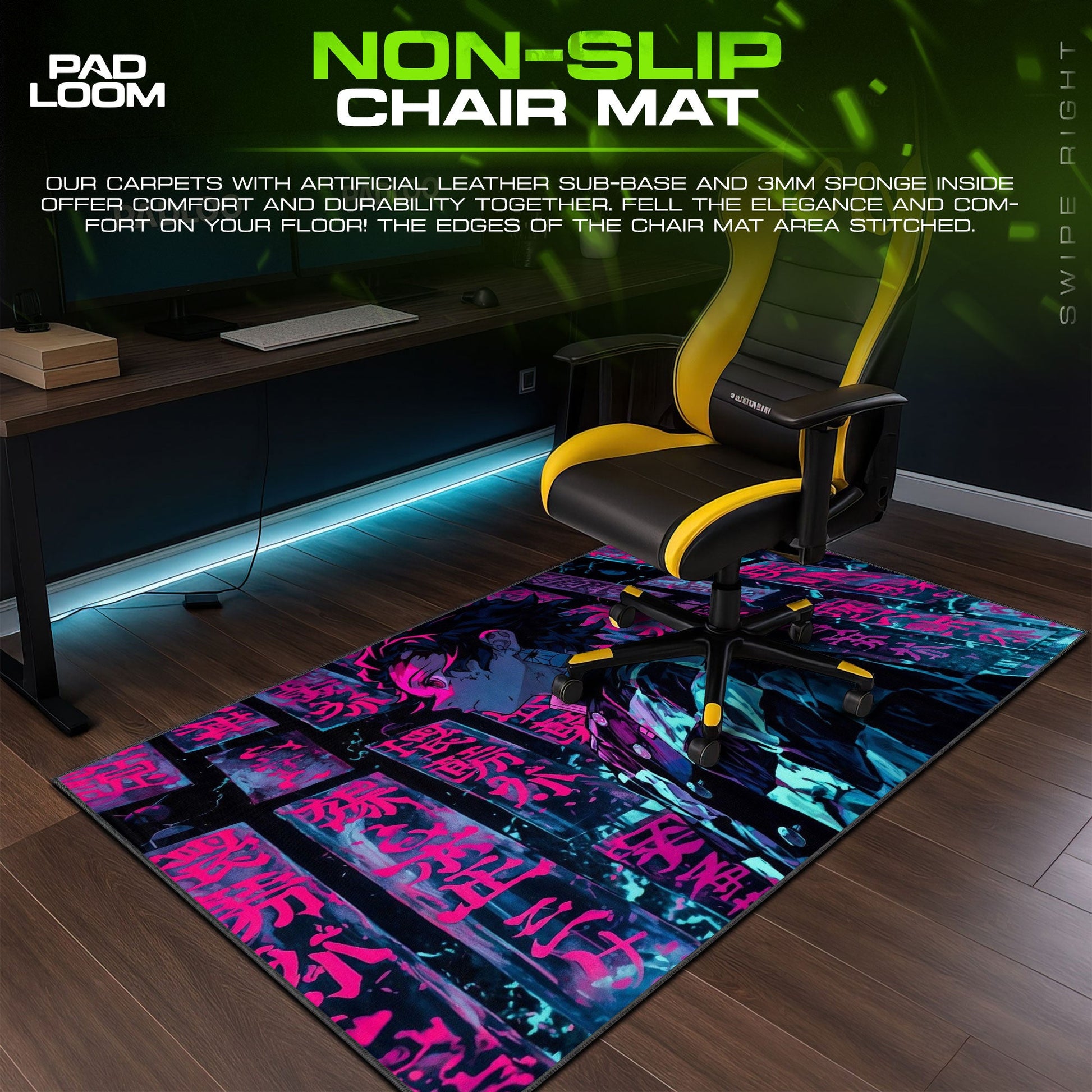 Tanjiro Kamado Mouse Pad - Neon Strategy Anime Desk Mat Padloom