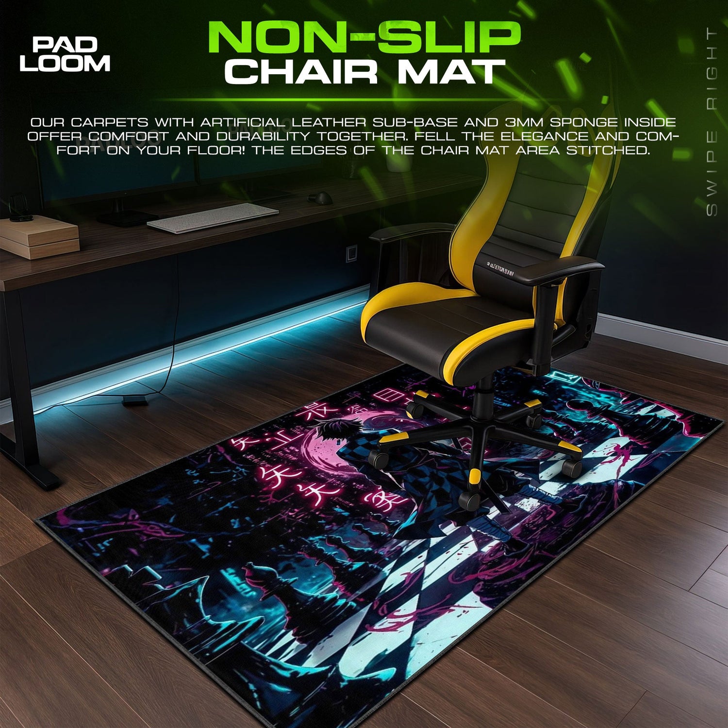 Tanjiro Kamado Mouse Pad - Neon Strategy Anime Desk Mat Padloom