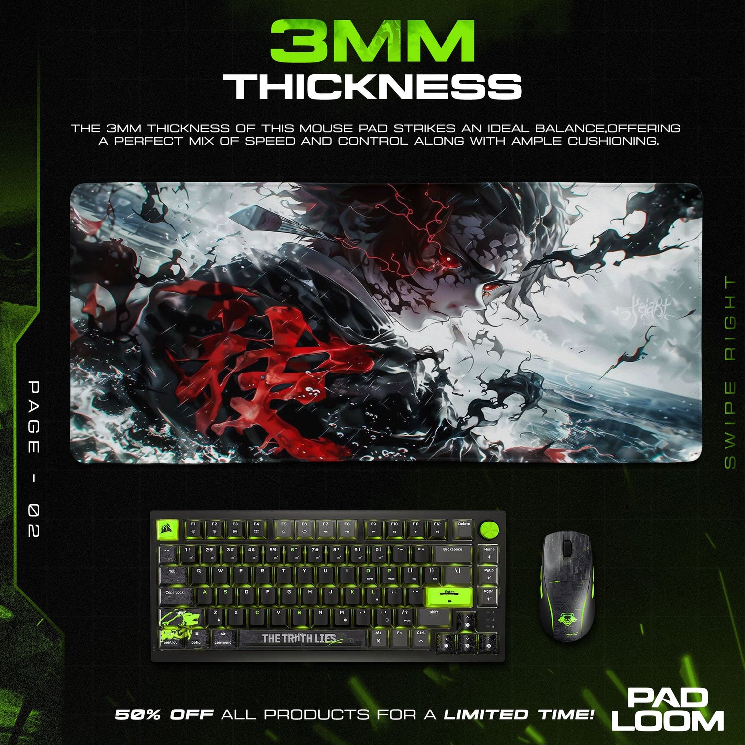 Tanjiro Kamado Mouse Pad - Water Fury Anime Desk Mat Padloom