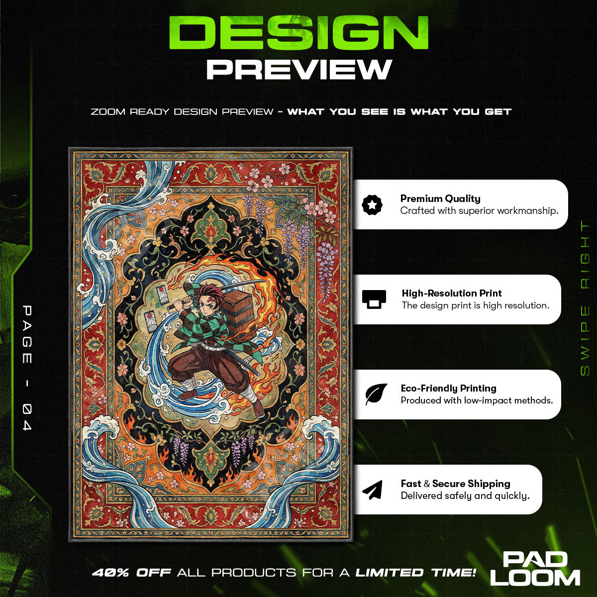 Chair character design printed on rug