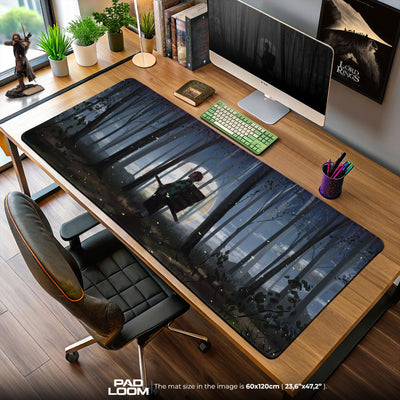 Tanjiro Moonlit Forest Mouse Pad, Demon Slayer Anime Desk Mat