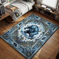 Tank the Shadow Ice Bear roaring amidst crystals on ornate Persian style area rug and floor mat