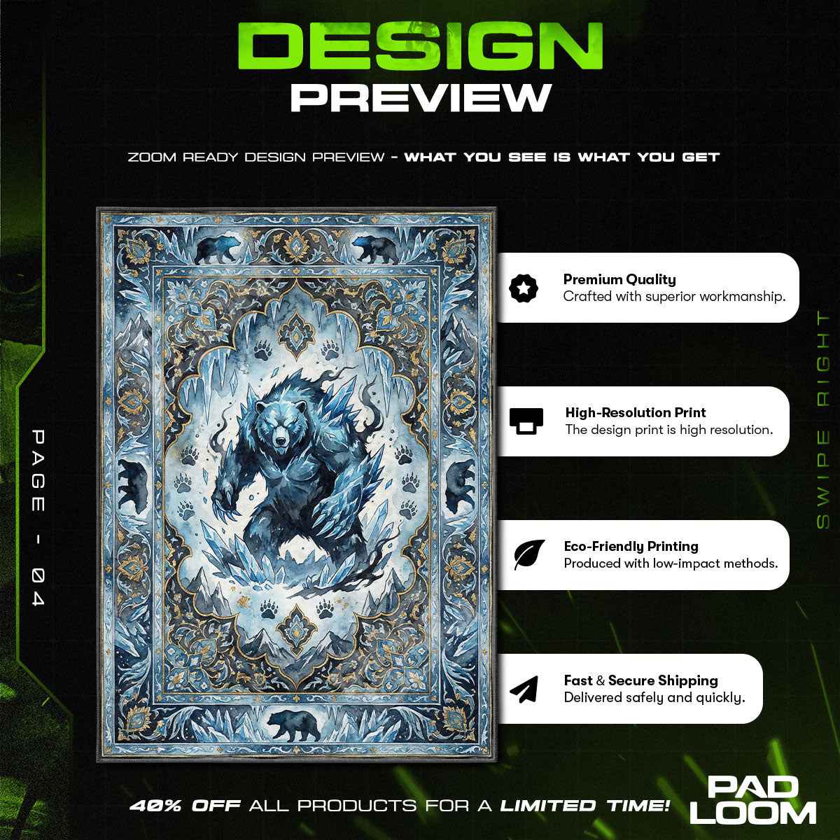 Tank Ice Bear Rug - Solo Leveling Chair Mat