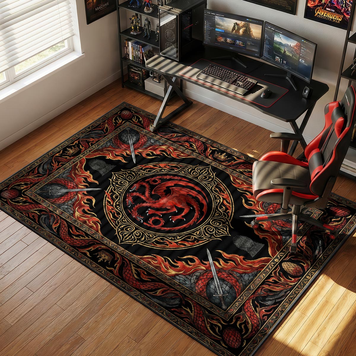 Targaryen Dragon Sigil Fire Game Thrones Room rug — main product view