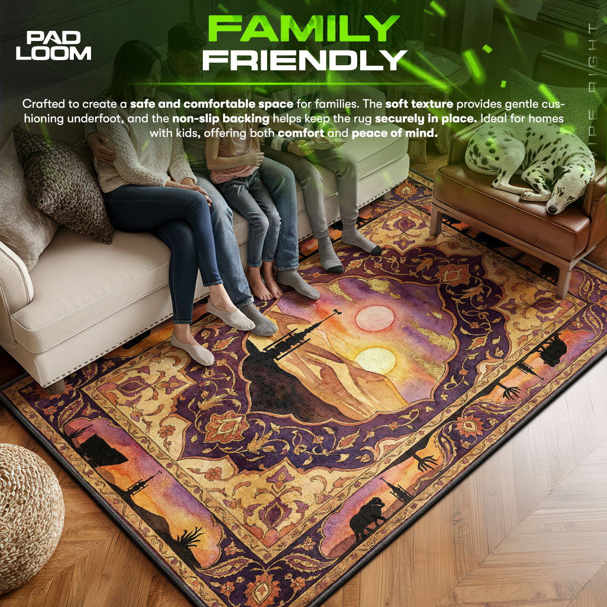 Tatooine area rug showing full home decor artwork