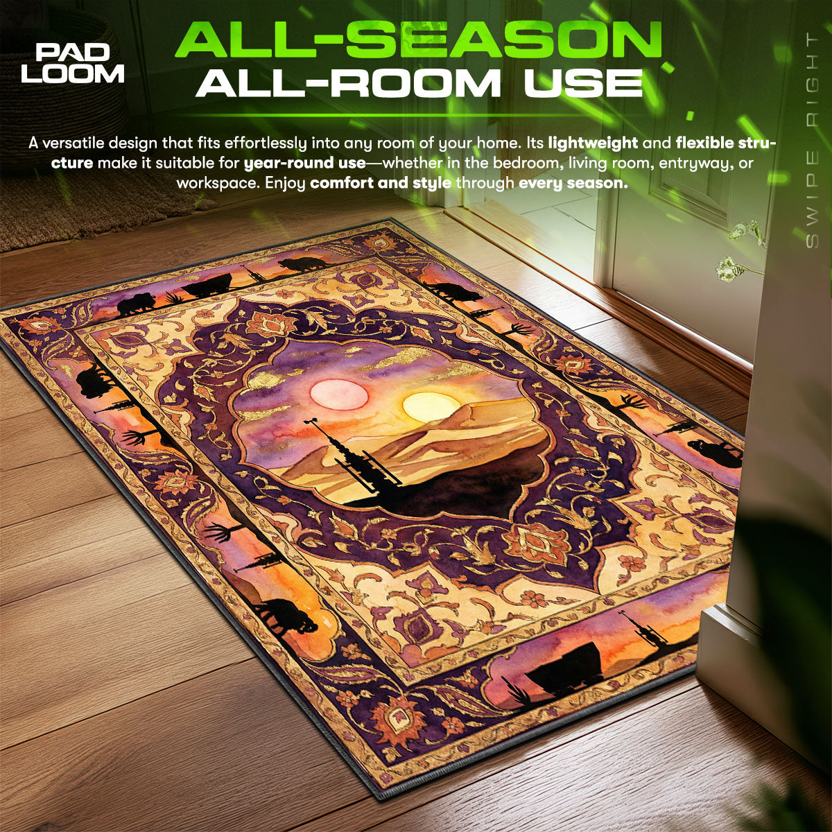 Tatooine Binary Sunset Star Wars Room fan rug — premium quality print