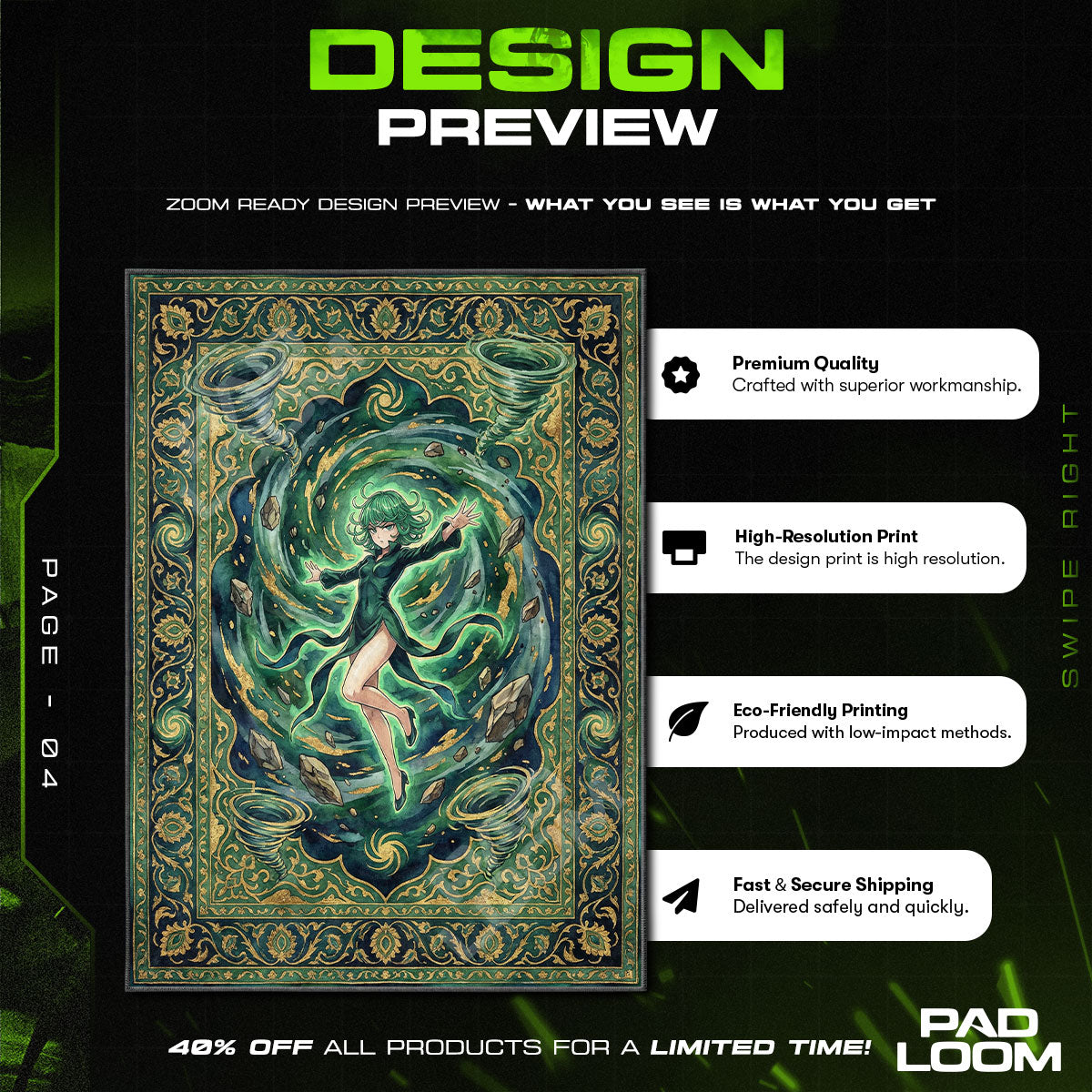Chair character design printed on rug
