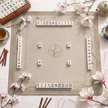 Taupe Chinoiserie Blossom Mahjong Mat - Mahjong