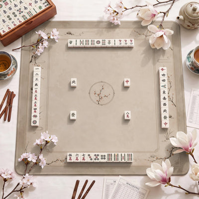 Taupe Chinoiserie Blossom Mahjong-Matte - Mahjong