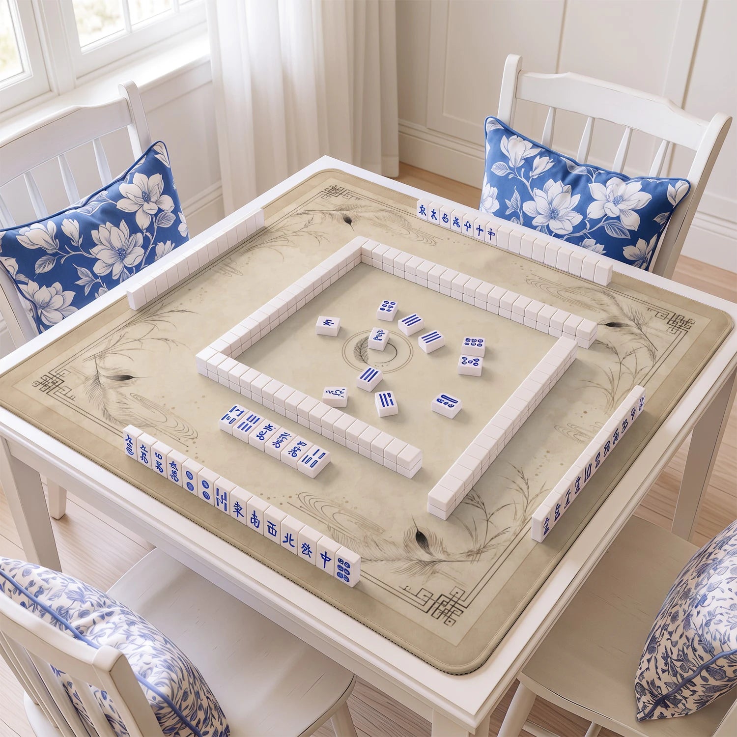 Taupe Feather Zen Mahjong Mat - Mah Jongg Mat